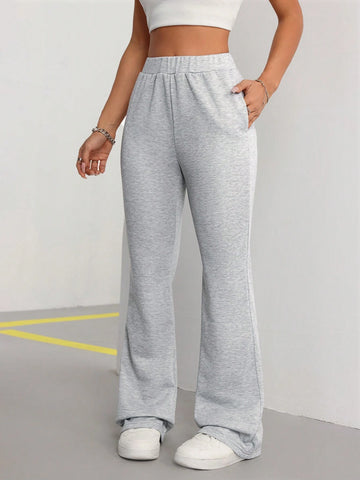 EZwear Gray Vintage Style Flared Sports Pants