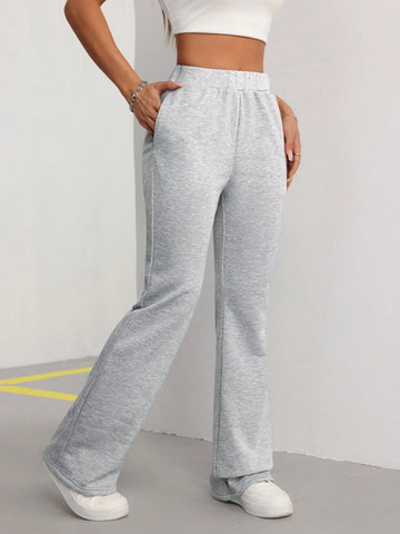 EZwear Gray Vintage Style Flared Sports Pants