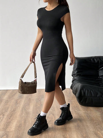 High Slit Bodycon Maxi Dress