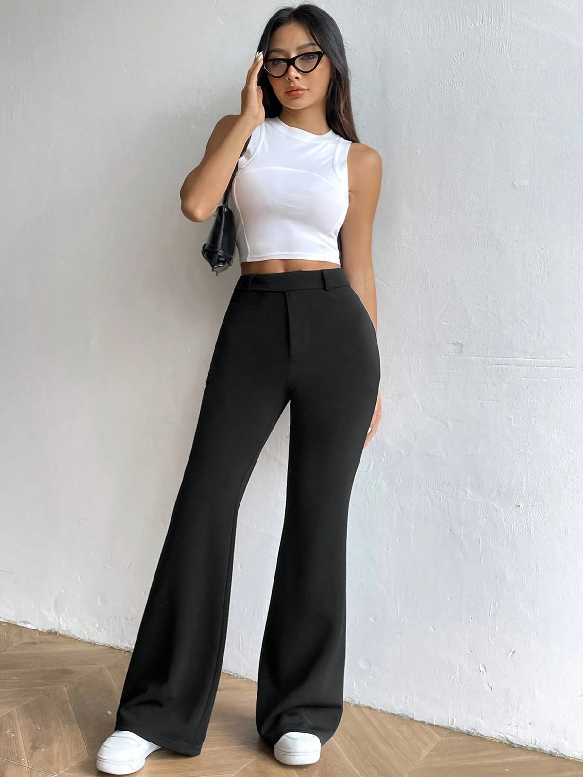 EZwear High Waist Flare Leg Pants