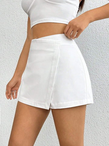 EZwear High Waist Wrap Hem Skort