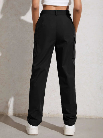 EZwear High Waisted Flap Pocket Zip Fly Pants