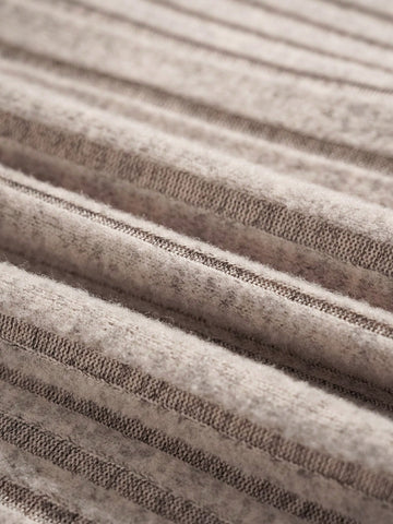 Khaki Button Front Ribbed Knit Bodycon Long Sleeve Top & Mini Skirt Set