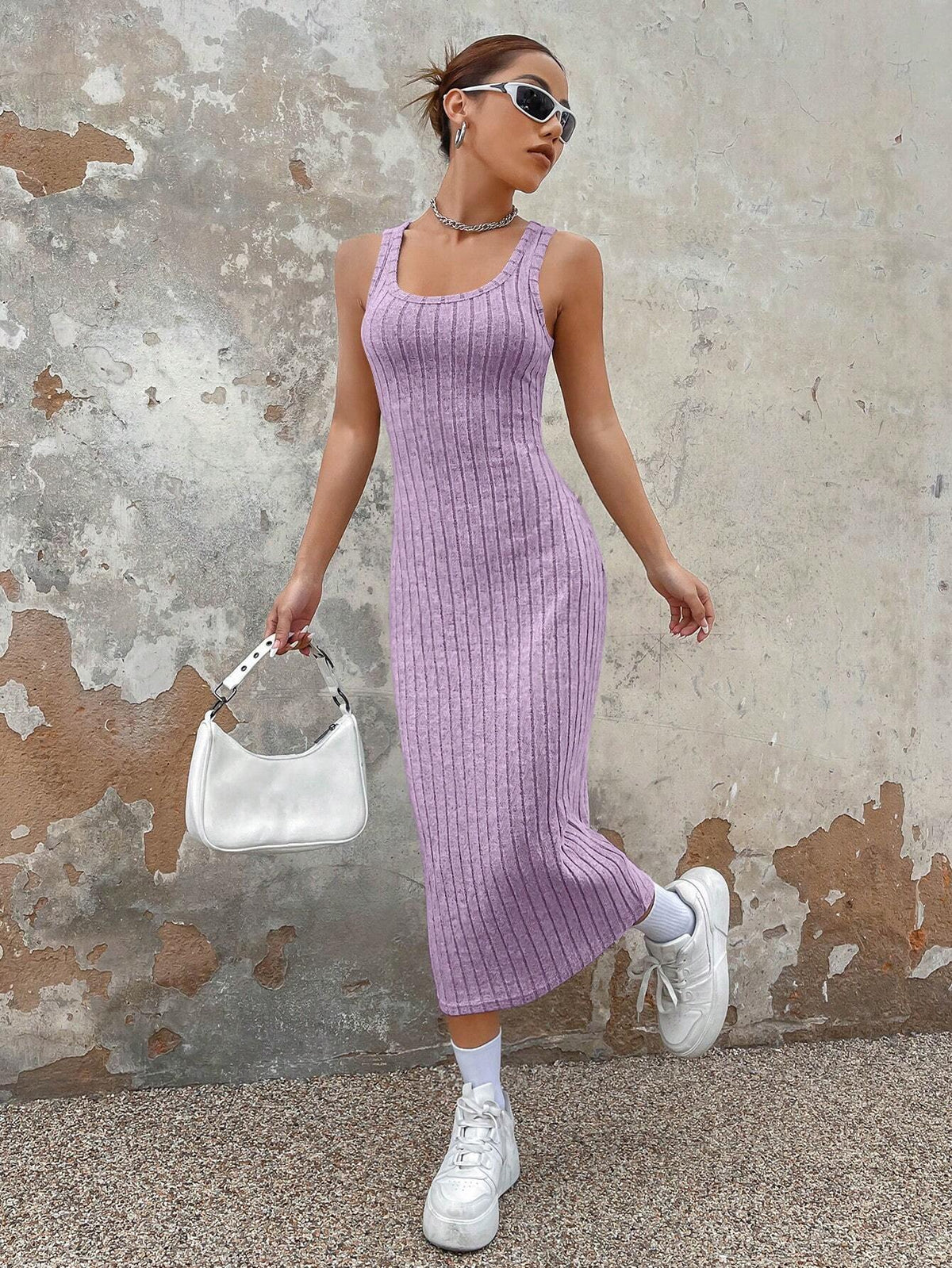 Knitted Maxi Dress With Spaghetti Straps
