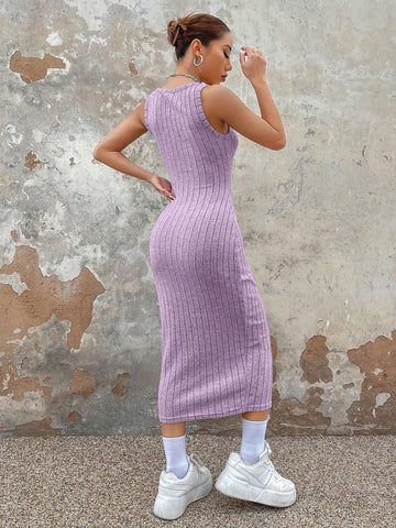 Knitted Maxi Dress With Spaghetti Straps