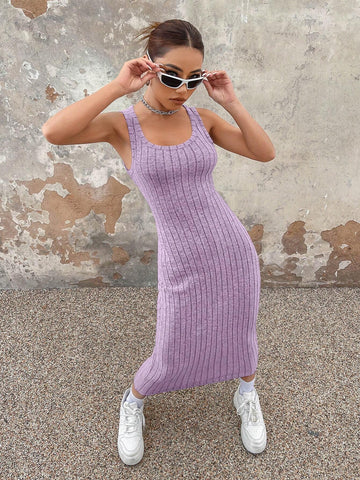 Knitted Maxi Dress With Spaghetti Straps