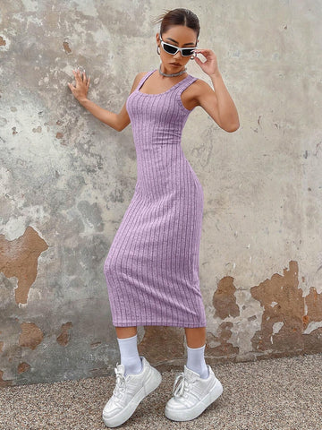 Knitted Maxi Dress With Spaghetti Straps