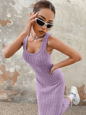 Knitted Maxi Dress With Spaghetti Straps
