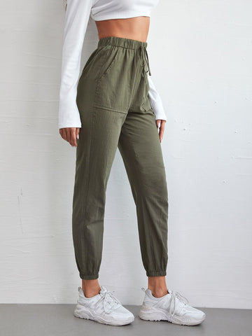 EZwear Knot Front Patch Pocket Pants