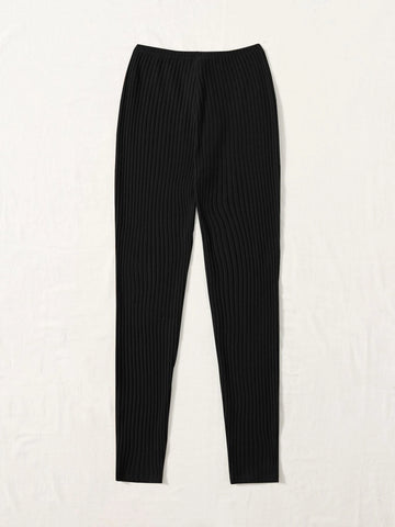 EZwear Knot Front Ribbed Knit Leggings