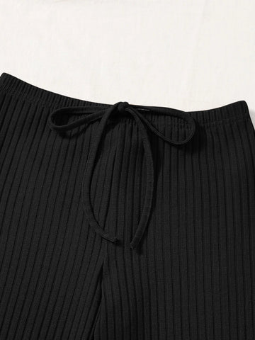 EZwear Knot Front Ribbed Knit Leggings