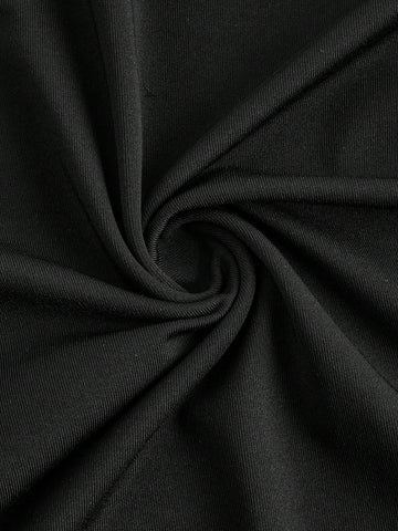 Ladies' Black Casual Bodycon Bodysuit With Floral Seaside Vacation Pattern, Suitable For Summer