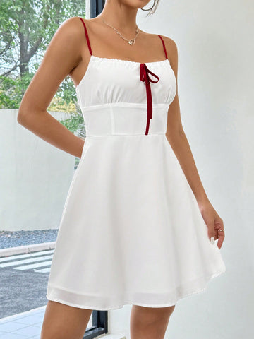Ladies' Dress With Bow And Straps