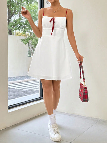 Ladies' Dress With Bow And Straps