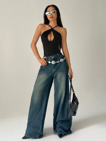 Ladies" Fashionable Hollow Out Strap Jumpsuit For Summer