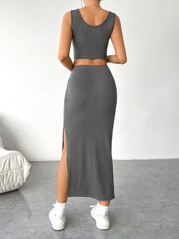 Ladies' Knitted Tank & Midi Skirt Set