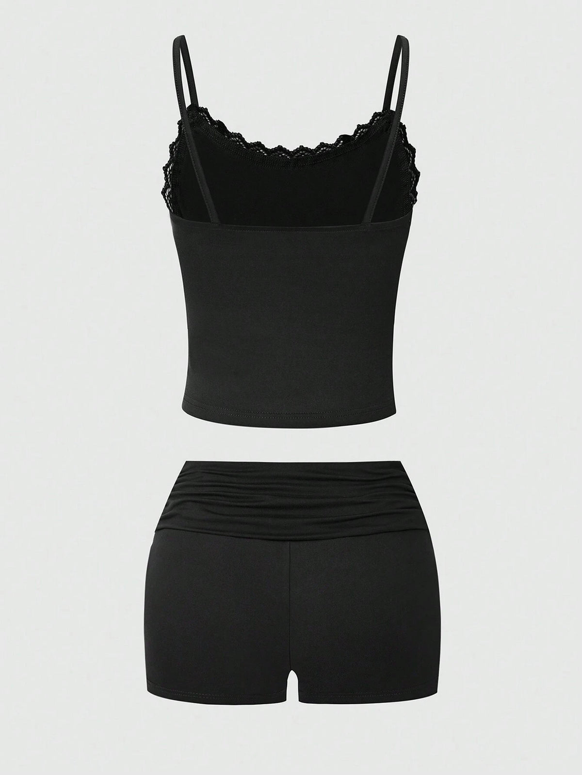 Ladies Lace Decoration Cami Two-Piece Set