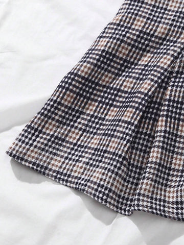 Ladies Plaid Printed Strapless Simple Daily Dress