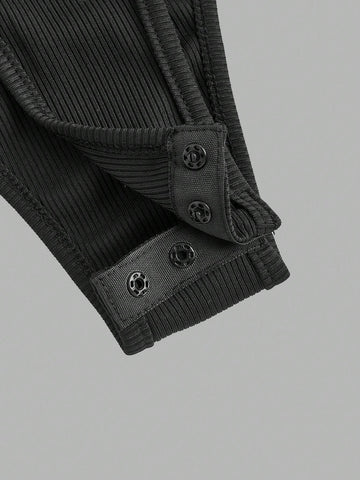 Ladies' Plain Color Zipper Closure Simple Summer Short Sleeve Bodysuit