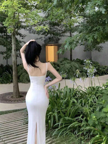 Ladies" Sexy Hollow Out Spaghetti Strap Maxi Dress With Mesh Patchwork