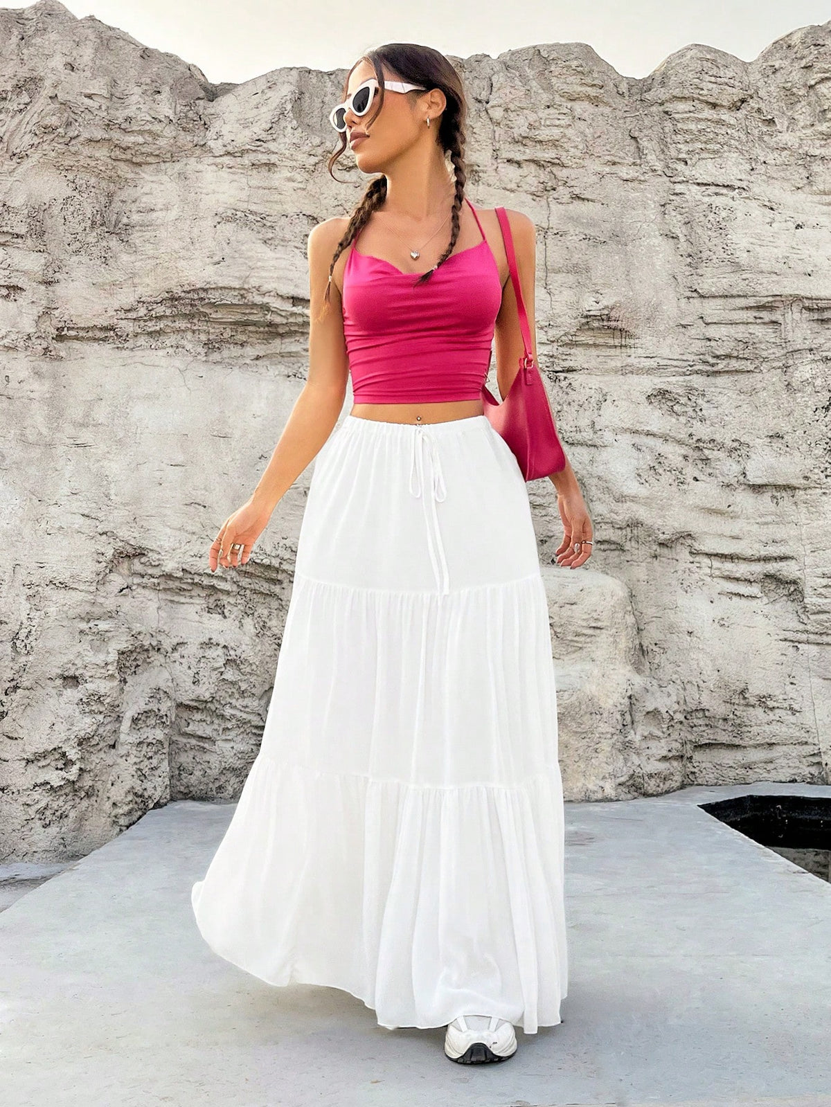 EZwear Ladies' Solid Color Loose Fit Skirt