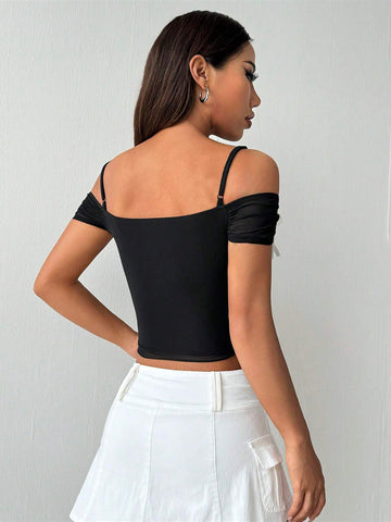 EZwear Ladies' Solid Color Simple Bow Decoration Daily Wear Camisole