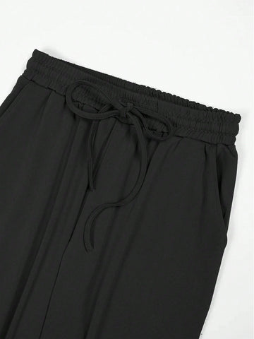 EZwear Ladies' Solid Color Simple Casual Rope Shorts