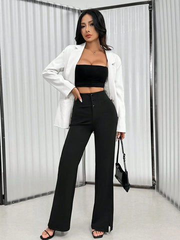 EZwear Ladies' Solid Color Simple Daily Long Pants