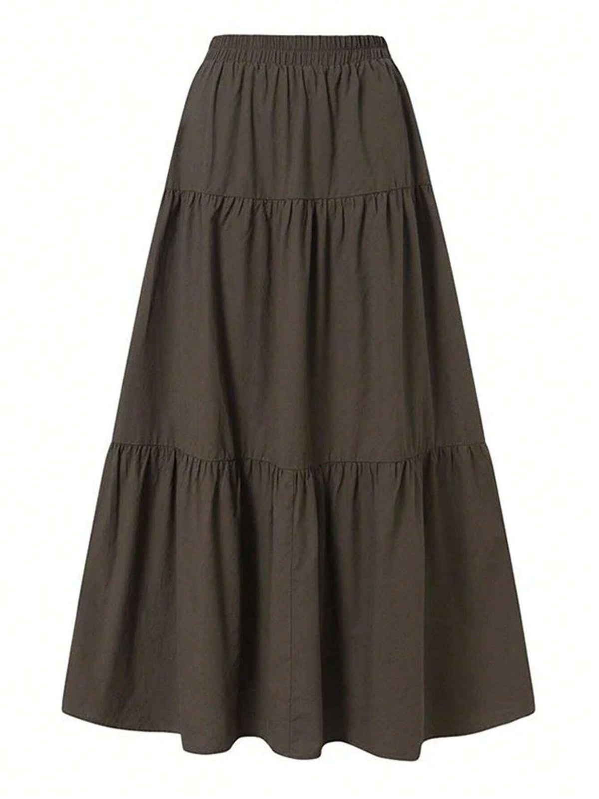 EZwear Ladies' Solid Color Simple Daily Skirt