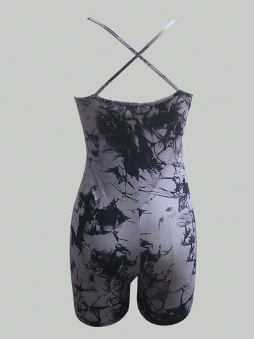 Ladies Tie-Dye Tight Jumpsuit For Daily Wear
