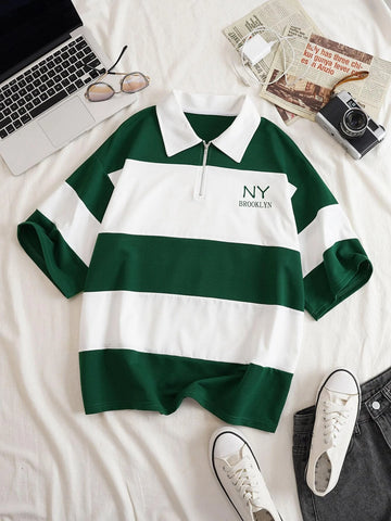 Letter Graphic Colorblock Drop Shoulder Tee