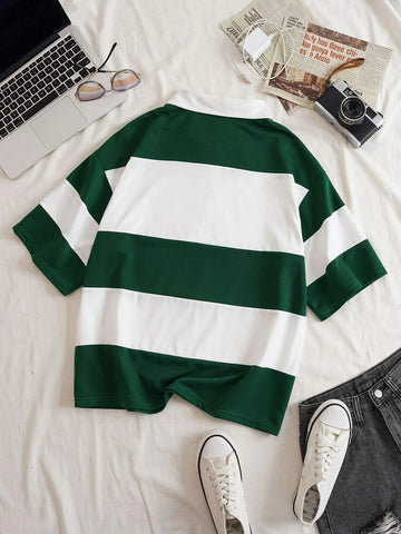 Letter Graphic Colorblock Drop Shoulder Tee