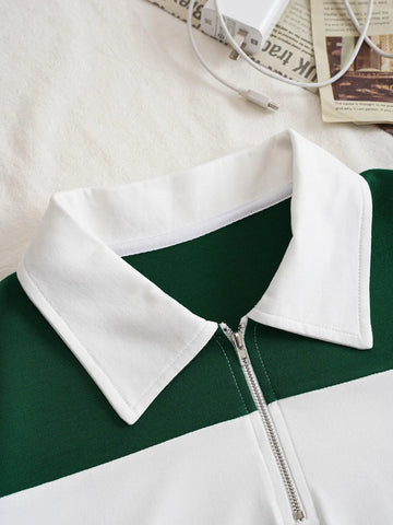 Letter Graphic Colorblock Drop Shoulder Tee
