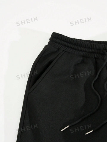 EZwear Letter Graphic Drawstring Waist Sweatpants