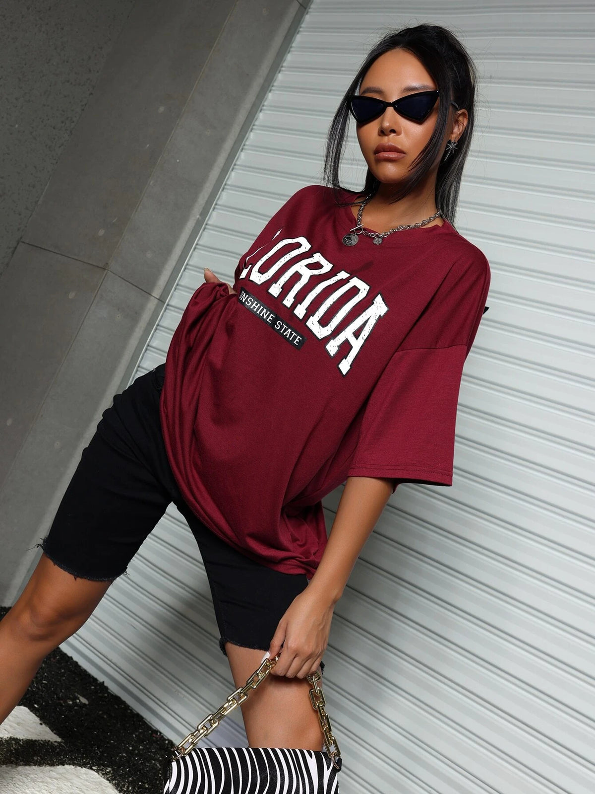 Letter Graphic Drop Shoulder Oversized Tee
