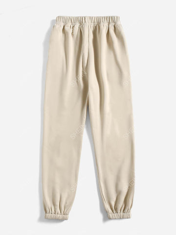 EZwear Letter Graphic Elastic Waist Sweatpants