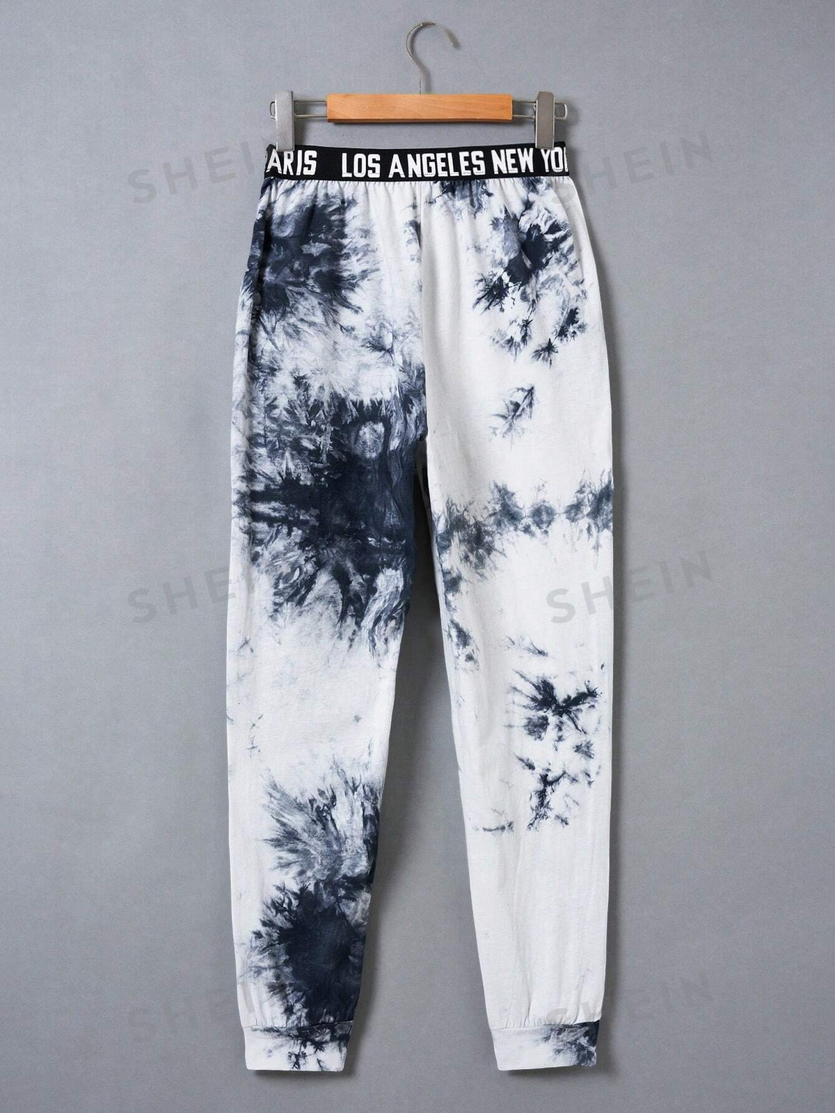 EZwear Letter Tape Waist Tie Dye Sweatpants