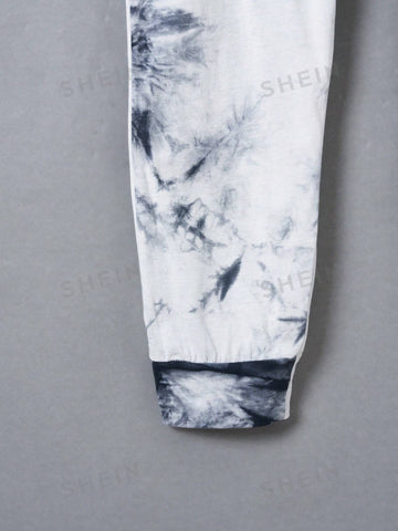 EZwear Letter Tape Waist Tie Dye Sweatpants