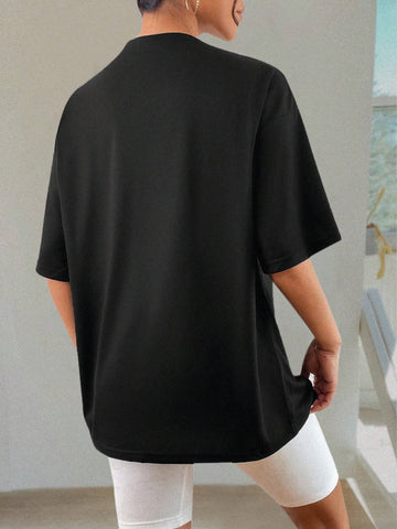 Letter & Race Car Print Short Sleeve Crew Neck T-Shirt, Summer