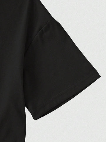 Letter & Race Car Print Short Sleeve Crew Neck T-Shirt, Summer