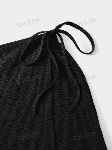 EZwear Lettuce Trim Wrap Knot Side Lettuce Trim Skirt