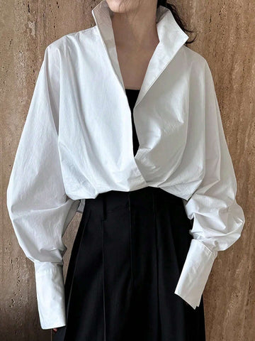 EZwear Long Sleeve Plain Shirt, Simple And Fashionable Casual Everyday Wear