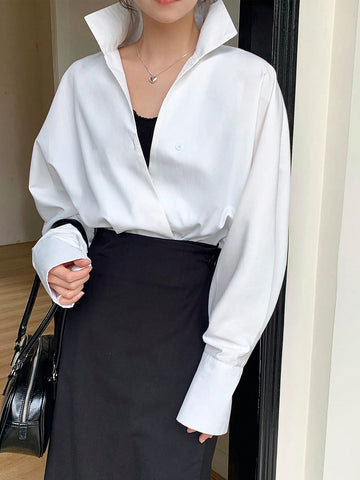 EZwear Long Sleeve Plain Shirt, Simple And Fashionable Casual Everyday Wear