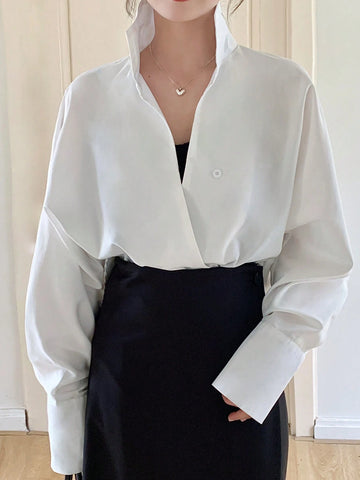 EZwear Long Sleeve Plain Shirt, Simple And Fashionable Casual Everyday Wear