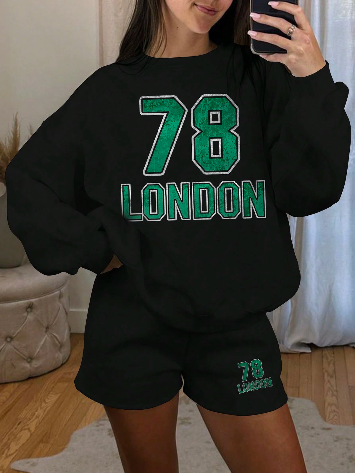 Numeric '78' Logo Drop Shoulder Sweatshirt And Shorts Set