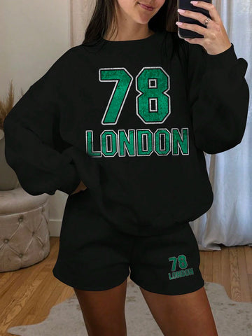 Numeric '78' Logo Drop Shoulder Sweatshirt And Shorts Set