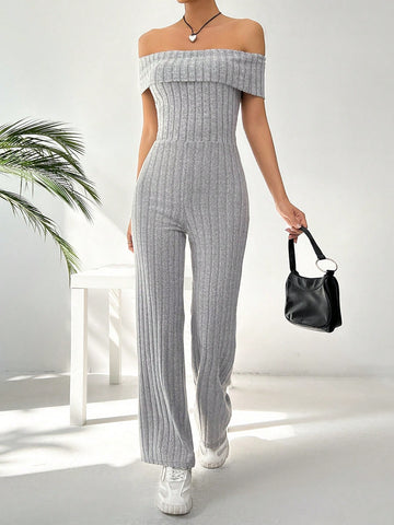 Off-Shoulder Straight Jumpsuit