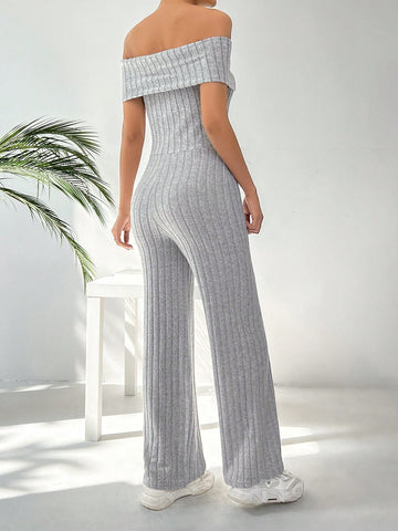 Off-Shoulder Straight Jumpsuit