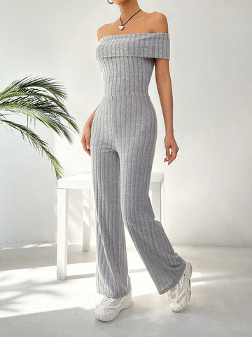 Off-Shoulder Straight Jumpsuit