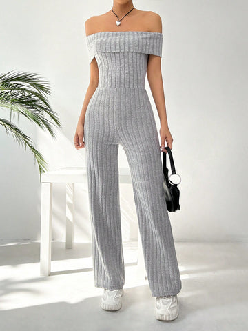 Off-Shoulder Straight Jumpsuit